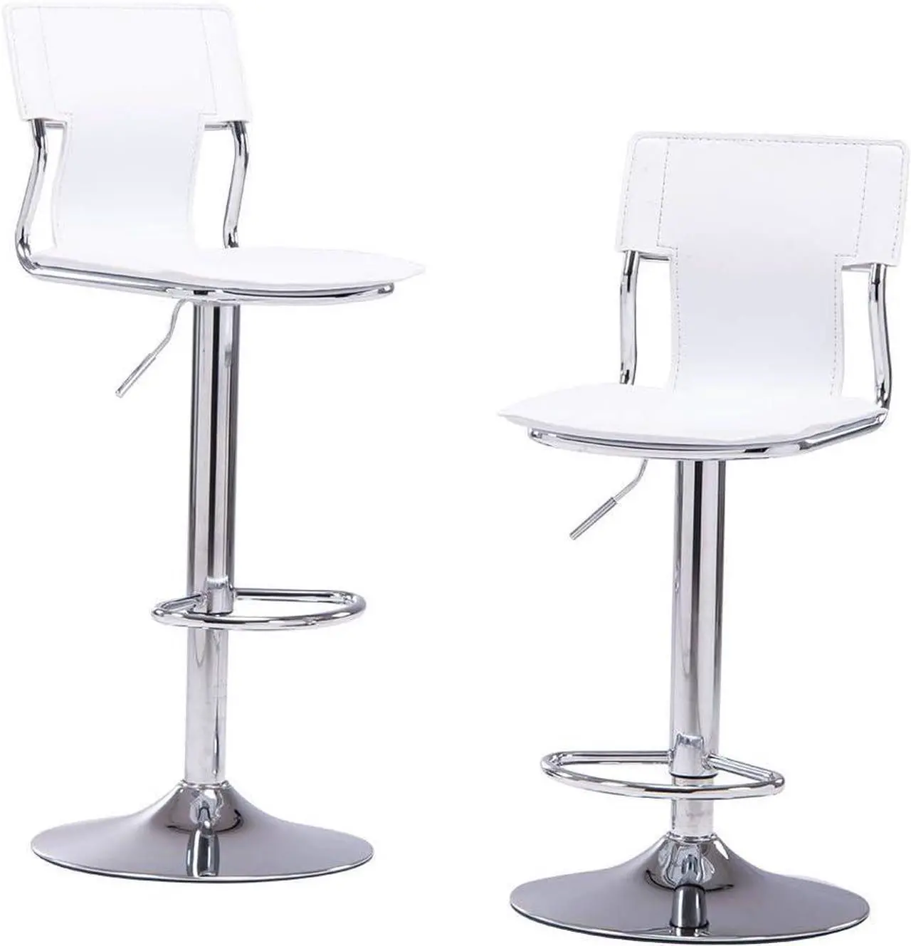 Main image of Sidanli White Adjustable Swivel Counter Bar Stool Chairs with Back (Set of 2)