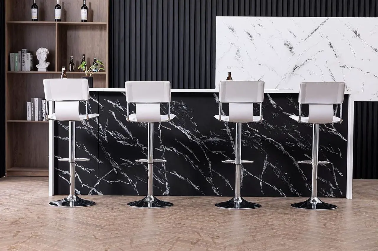 Alt view image 6 of 7 - Sidanli White Adjustable Swivel Counter Bar Stool Chairs with Back (Set of 2)
