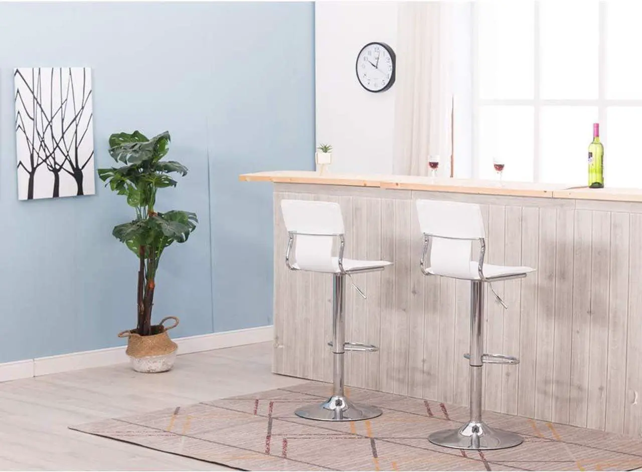 Alt view image 7 of 7 - Sidanli White Adjustable Swivel Counter Bar Stool Chairs with Back (Set of 2)