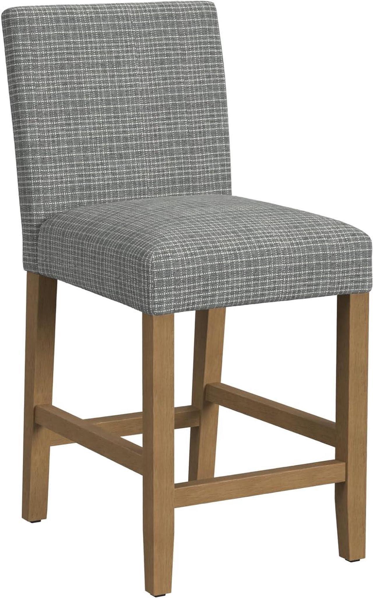 Main image of HomePop Home Decor | Classic Counter Height Bar Stools | 24 Inch Bar Stools | Decorative Home Furniture, Sage Mini Gray Grid Pattern