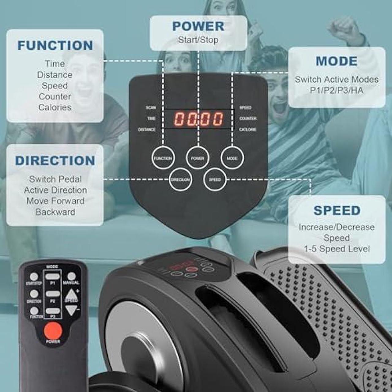 Alt view image 3 of 5 - Under Desk Elliptical Machine, Electric Ellipse Leg Exerciser for Seniors, Elliptical Exercise Machine Home Use Seated Pedal Exerciser with Remote Control and Large Pedals