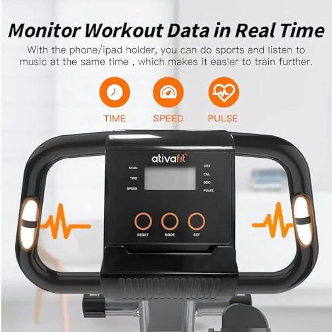 Alt view image 4 of 5 - ATIVAFIT Exercise Bike Foldable Fitness Bike Magnetic Foldable Indoor Cycling Bike 3-In-1 Foldable Exercise Bike for Home Use with Resistance Bands Home Workout Exercise Equipment