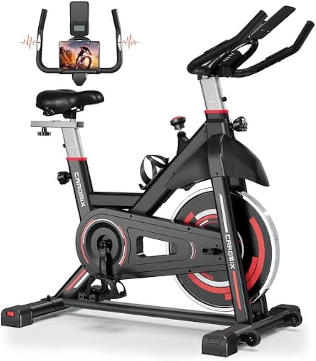 Main image of Caromix Exercise Bike Indoor Stationary Bike with Comfortable Seat Cushion, Monitor with Pulse & Ipad Mount for Home Cardio Gym with 300lbs Weight Capacity