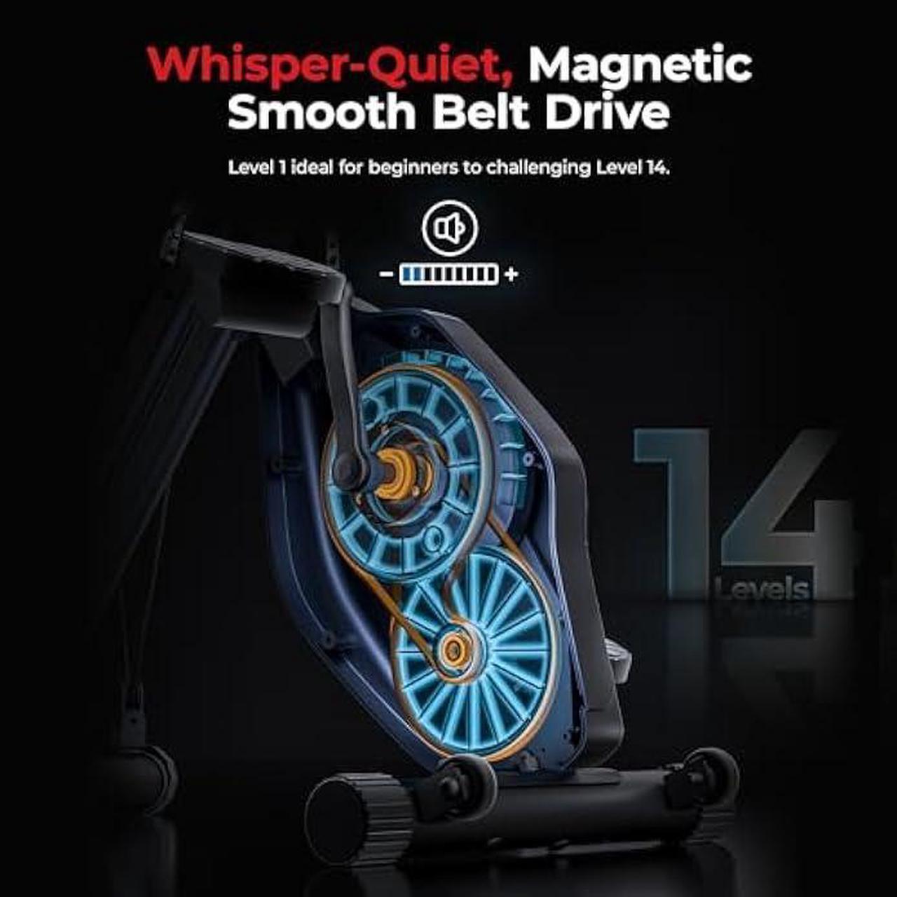 Alt view image 4 of 5 - Sunny Health & Fitness Smart Folding X-Bike, Portable Compact Exercise Bike for Indoor Cycling Workout, Home Cardio Training Machine, Free SunnyFit App Bluetooth Connect, Optional Foldable Recumbent