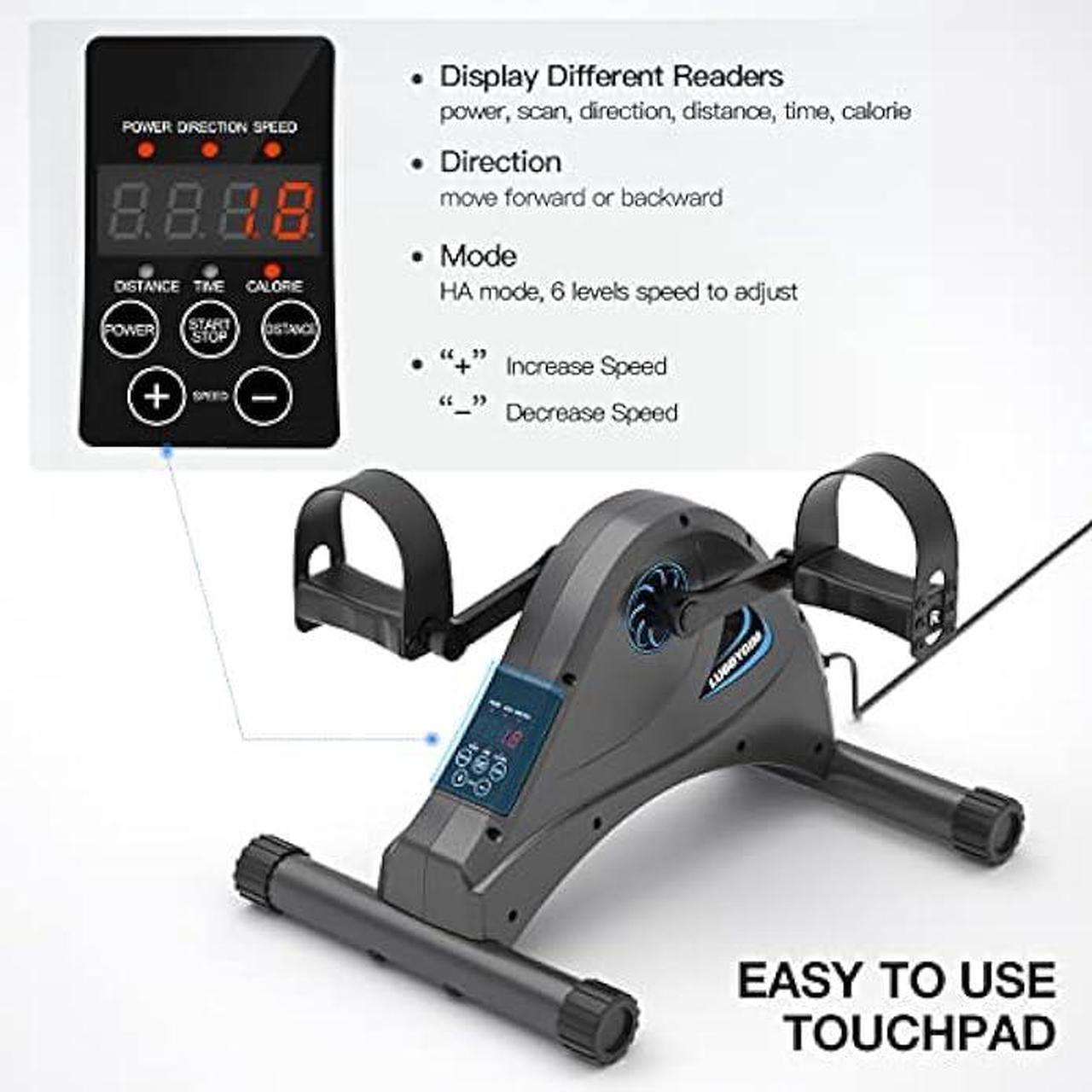 Alt view image 4 of 5 - Motorized Mini Exercise Bike Pedal Exerciser for Seniors Rehab Training, LUBBYGIM Electric Under Desk Bike Pedal Exerciser for Arm/Leg Fitness & Physical Therapy, 6 Levels Speed Adjustment