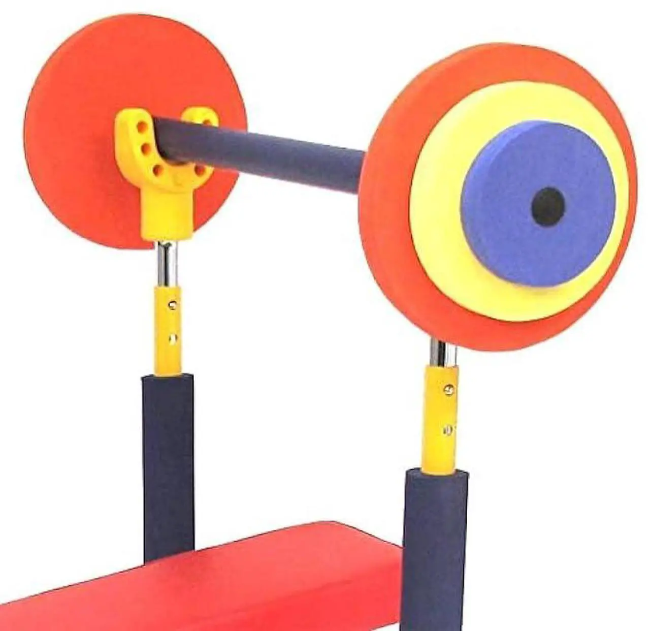 Alt view image 4 of 6 - Redmon Fun & Fitness for Kids Adjustable Weight Bench Press Set w/ Barbell & Foam Weights