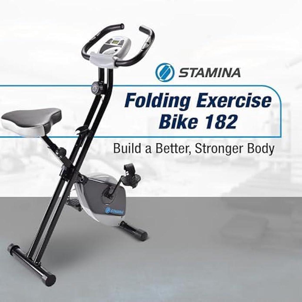 Alt view image 2 of 5 - Stamina Folding Exercise Bike 182 - Foldable Exercise Bike with Smart Workout App, Stationary Bike for Home Workout - Up to 250 lbs Weight Capacity Black