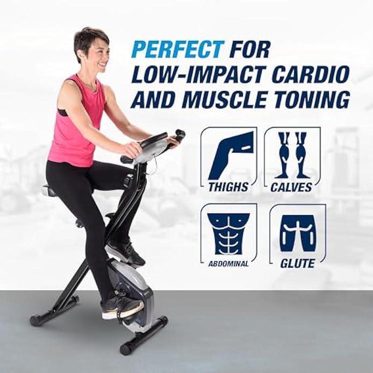 Alt view image 3 of 5 - Stamina Folding Exercise Bike 182 - Foldable Exercise Bike with Smart Workout App, Stationary Bike for Home Workout - Up to 250 lbs Weight Capacity Black