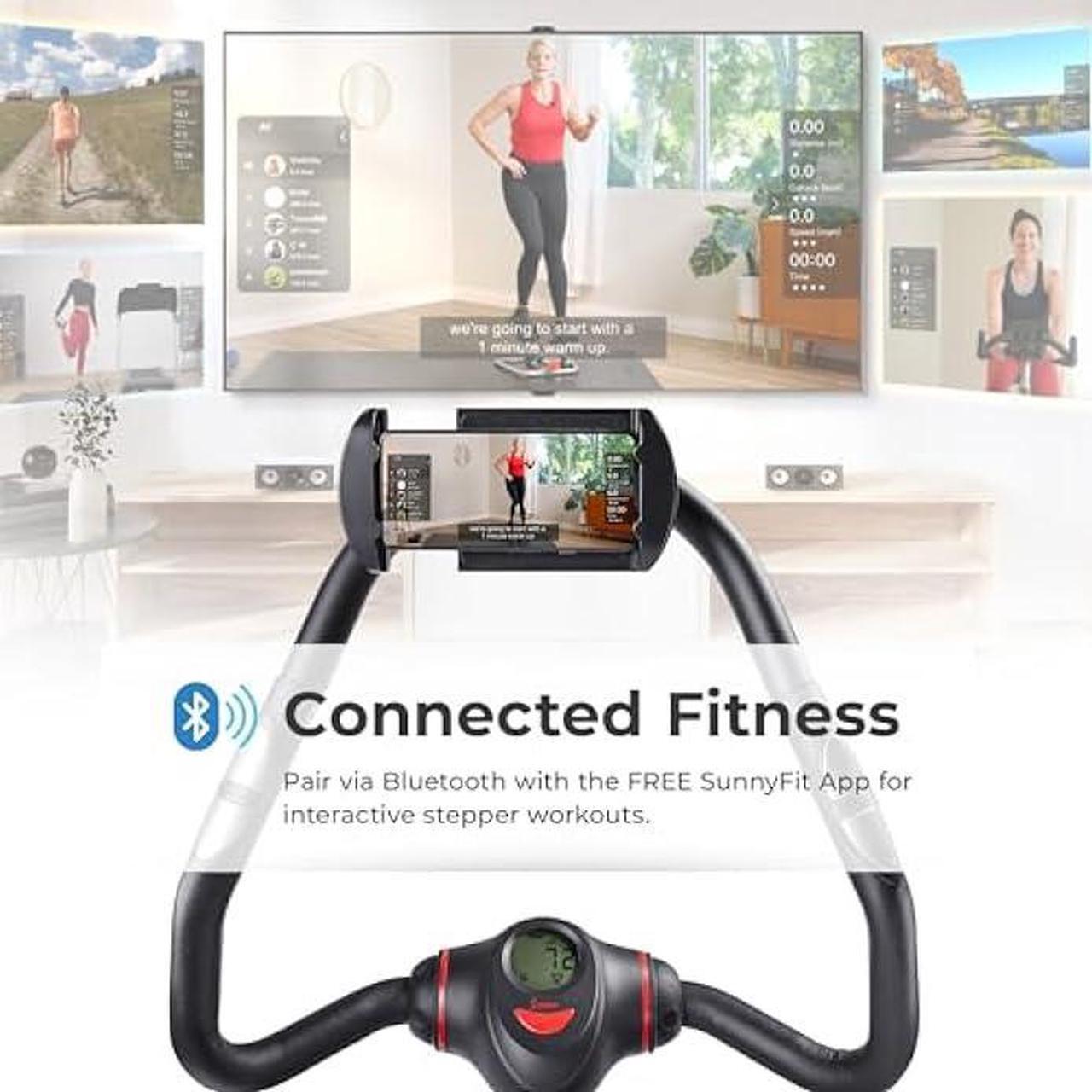 Alt view image 4 of 5 - Sunny Health & Fitness 2-in-1 Premium Power Stepper with Resistance Bands, Low-Impact Cardio, Space-Saving, Height-Adjustable, with Enhanced Bluetooth Connectivity with Free SunnyFit App