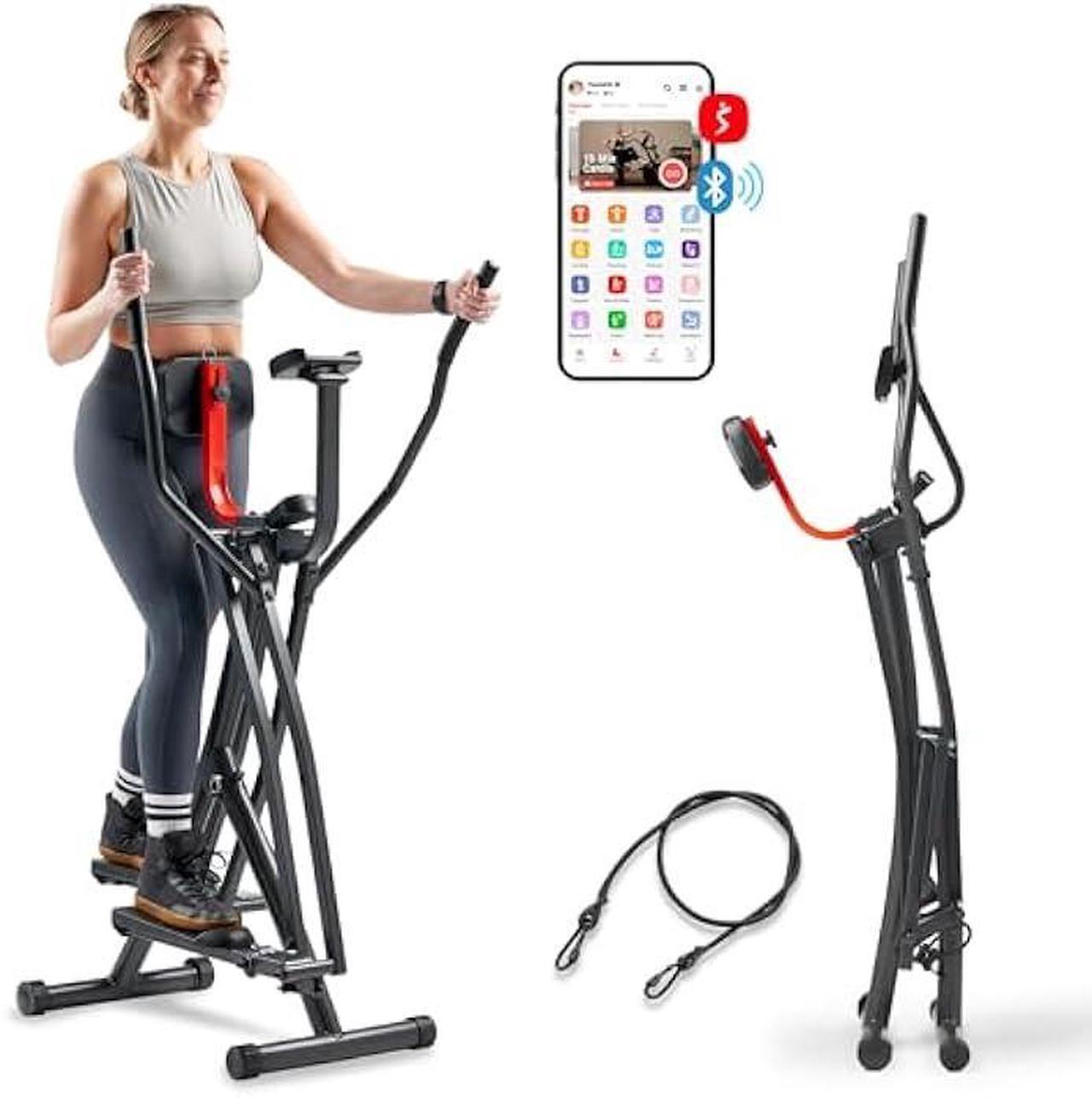 Main image of Sunny Health & Fitness Air Walk Elliptical, Foldable Machine w/30-Inch Stride, Cardio Cross Trainer Glider Equipment for Home Exercise, Free SunnyFit App Bluetooth Link, Optional Adjustable Resistance