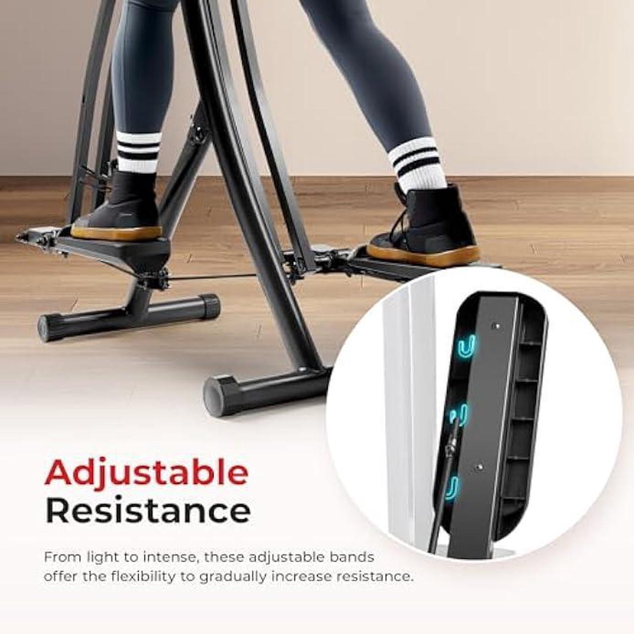 Alt view image 3 of 6 - Sunny Health & Fitness Air Walk Elliptical, Foldable Machine w/30-Inch Stride, Cardio Cross Trainer Glider Equipment for Home Exercise, Free SunnyFit App Bluetooth Link, Optional Adjustable Resistance