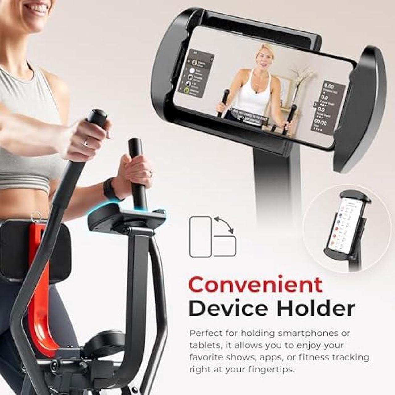 Alt view image 5 of 6 - Sunny Health & Fitness Air Walk Elliptical, Foldable Machine w/30-Inch Stride, Cardio Cross Trainer Glider Equipment for Home Exercise, Free SunnyFit App Bluetooth Link, Optional Adjustable Resistance