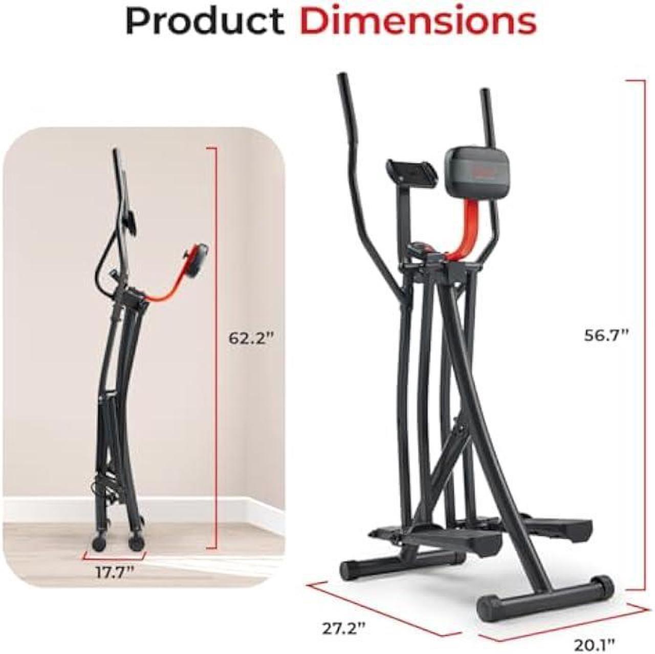 Alt view image 6 of 6 - Sunny Health & Fitness Air Walk Elliptical, Foldable Machine w/30-Inch Stride, Cardio Cross Trainer Glider Equipment for Home Exercise, Free SunnyFit App Bluetooth Link, Optional Adjustable Resistance