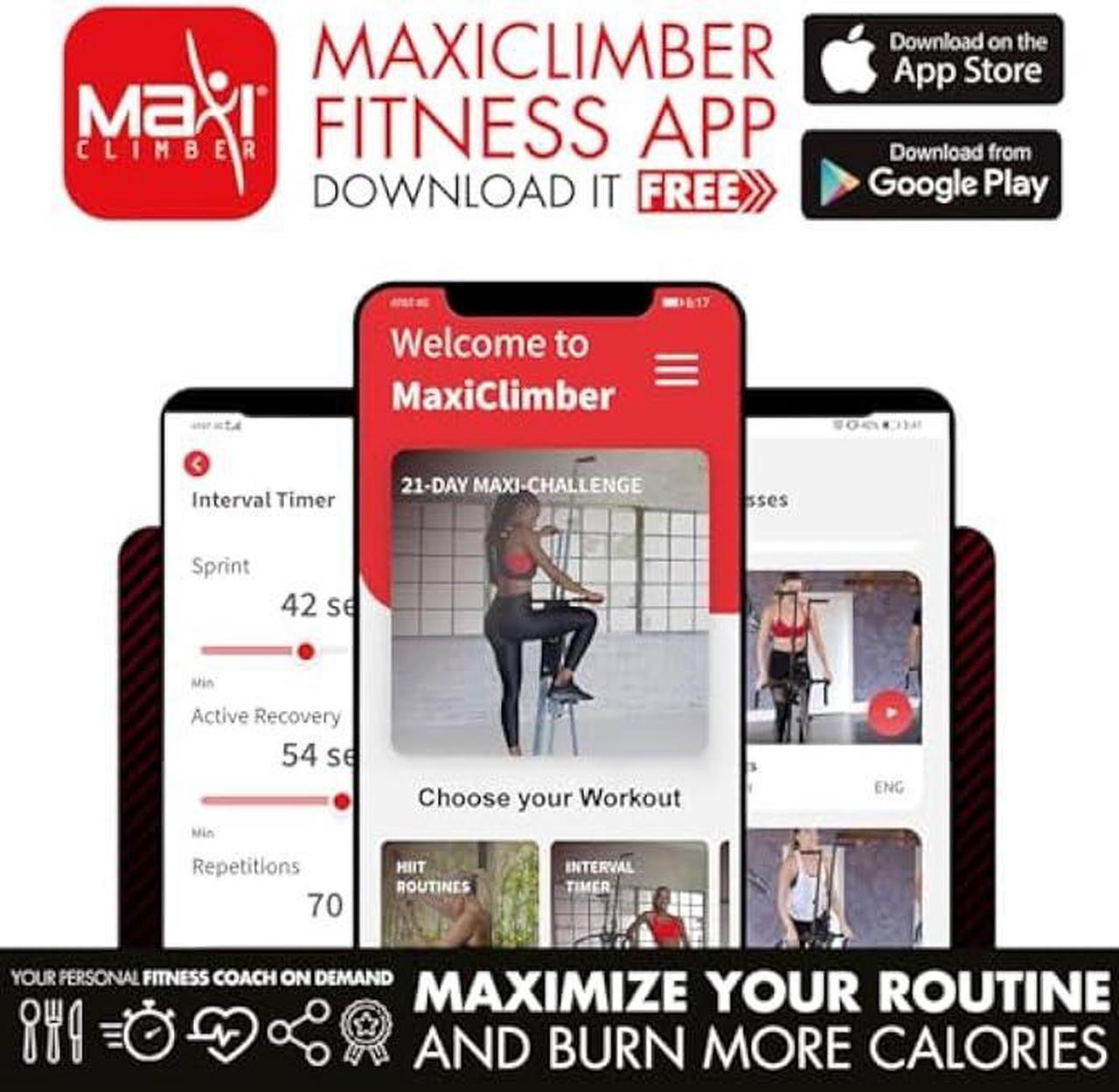 Alt view image 6 of 6 - MaxiClimber 2.0 Vertical Climber ERS (Elastic Resistance System) - Easy to Assemble, Folding Exercise Machine Combines Cardio & Strength Training for a Low Impact, Full Body Workout - Free Fitness App