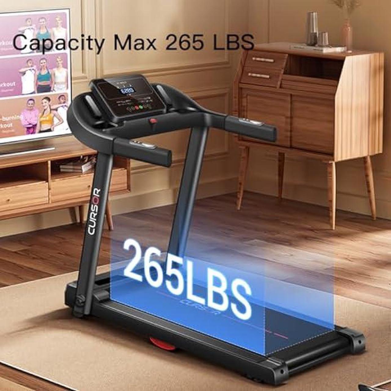 Alt view image 6 of 6 - CURSOR FITNESS Home Folding Treadmill with Pulse Sensor, 2.5 HP Quiet Brushless, 7.5 MPH, 265 LBS Capacity