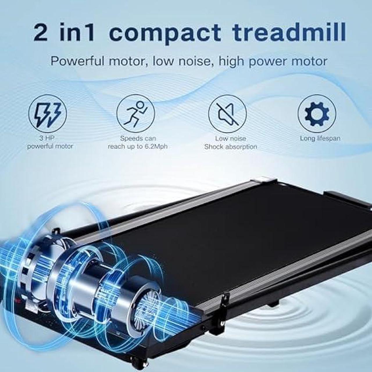Alt view image 2 of 6 - Foldable Walking Pad with Tablet Holder 6.2 MPH Max, 3HP Treadmill Under Desk Treadmill Foldable Treadmill Compact Treadmill for Home Office Installation-Free