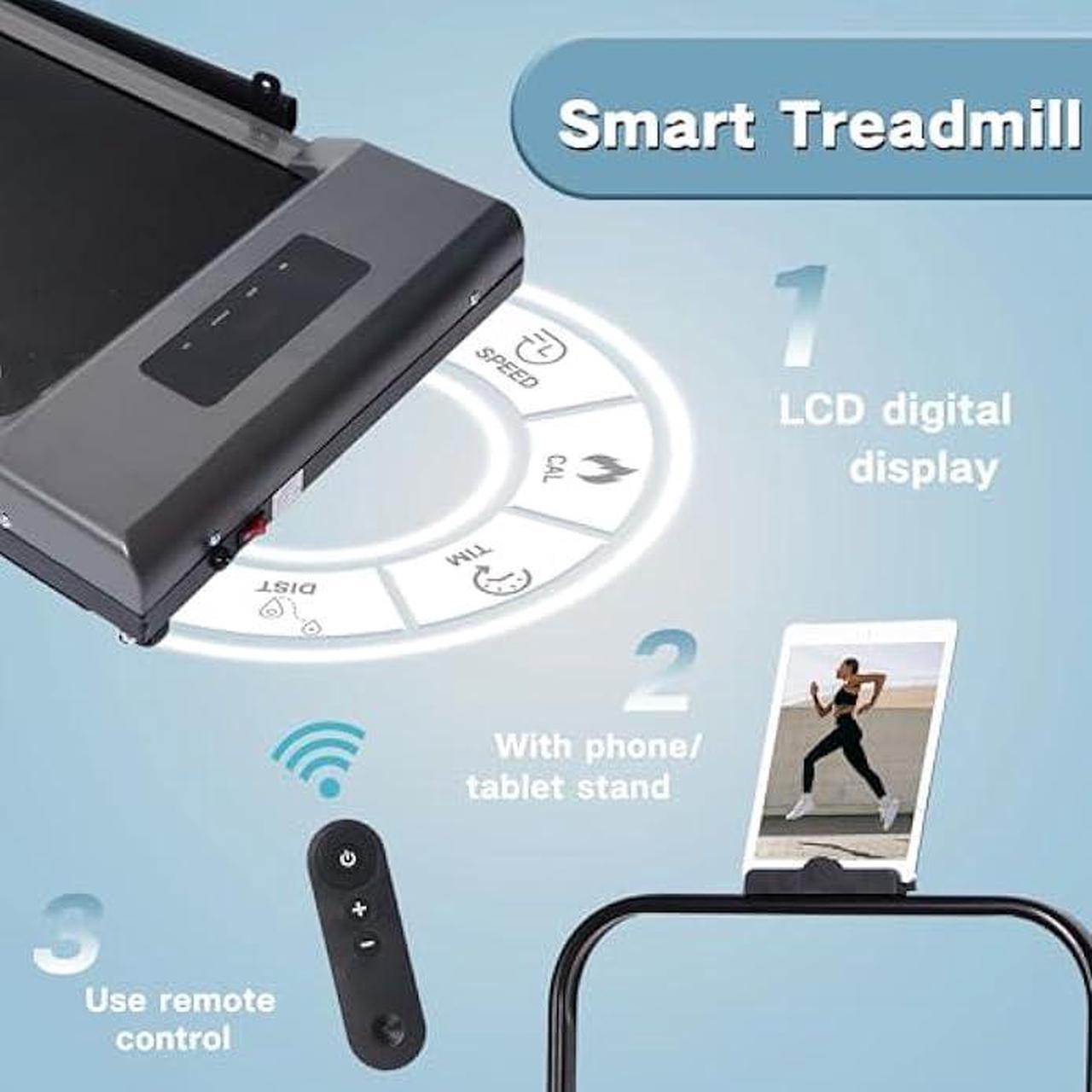 Alt view image 3 of 6 - Foldable Walking Pad with Tablet Holder 6.2 MPH Max, 3HP Treadmill Under Desk Treadmill Foldable Treadmill Compact Treadmill for Home Office Installation-Free