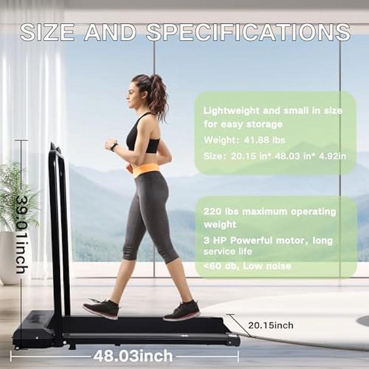 Alt view image 5 of 6 - Foldable Walking Pad with Tablet Holder 6.2 MPH Max, 3HP Treadmill Under Desk Treadmill Foldable Treadmill Compact Treadmill for Home Office Installation-Free