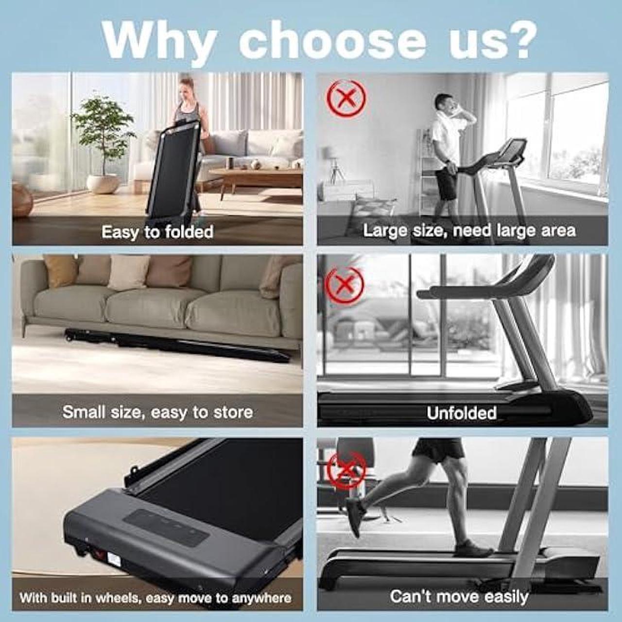 Alt view image 6 of 6 - Foldable Walking Pad with Tablet Holder 6.2 MPH Max, 3HP Treadmill Under Desk Treadmill Foldable Treadmill Compact Treadmill for Home Office Installation-Free