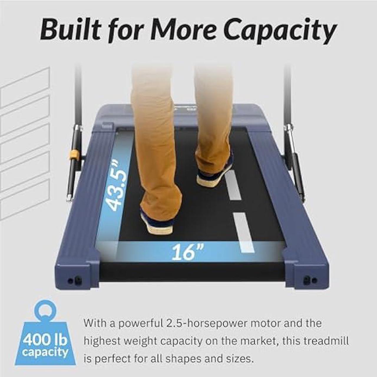 Alt view image 2 of 6 - Exerpeutic 400 Lb. Capacity Heavy-Duty Walking/Jogging Exercise Treadmill - Home Gym Workout Equipment - Foldable Under Desk Design