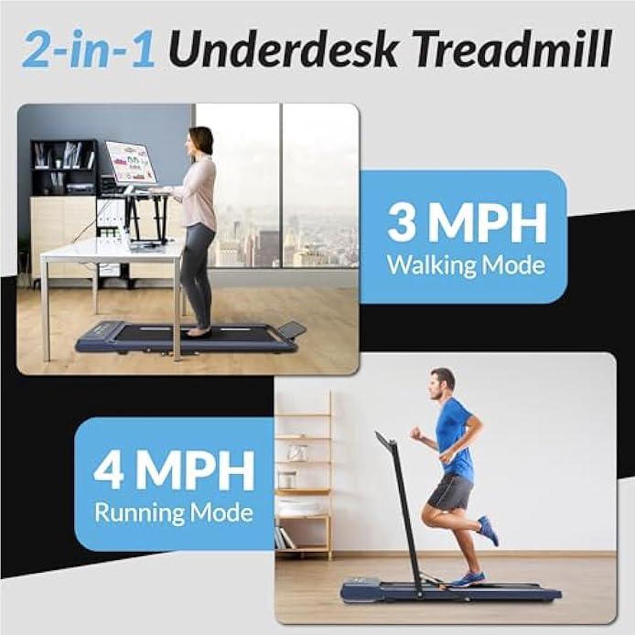 Alt view image 3 of 6 - Exerpeutic 400 Lb. Capacity Heavy-Duty Walking/Jogging Exercise Treadmill - Home Gym Workout Equipment - Foldable Under Desk Design
