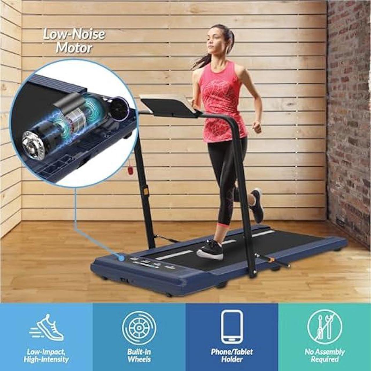 Alt view image 4 of 6 - Exerpeutic 400 Lb. Capacity Heavy-Duty Walking/Jogging Exercise Treadmill - Home Gym Workout Equipment - Foldable Under Desk Design
