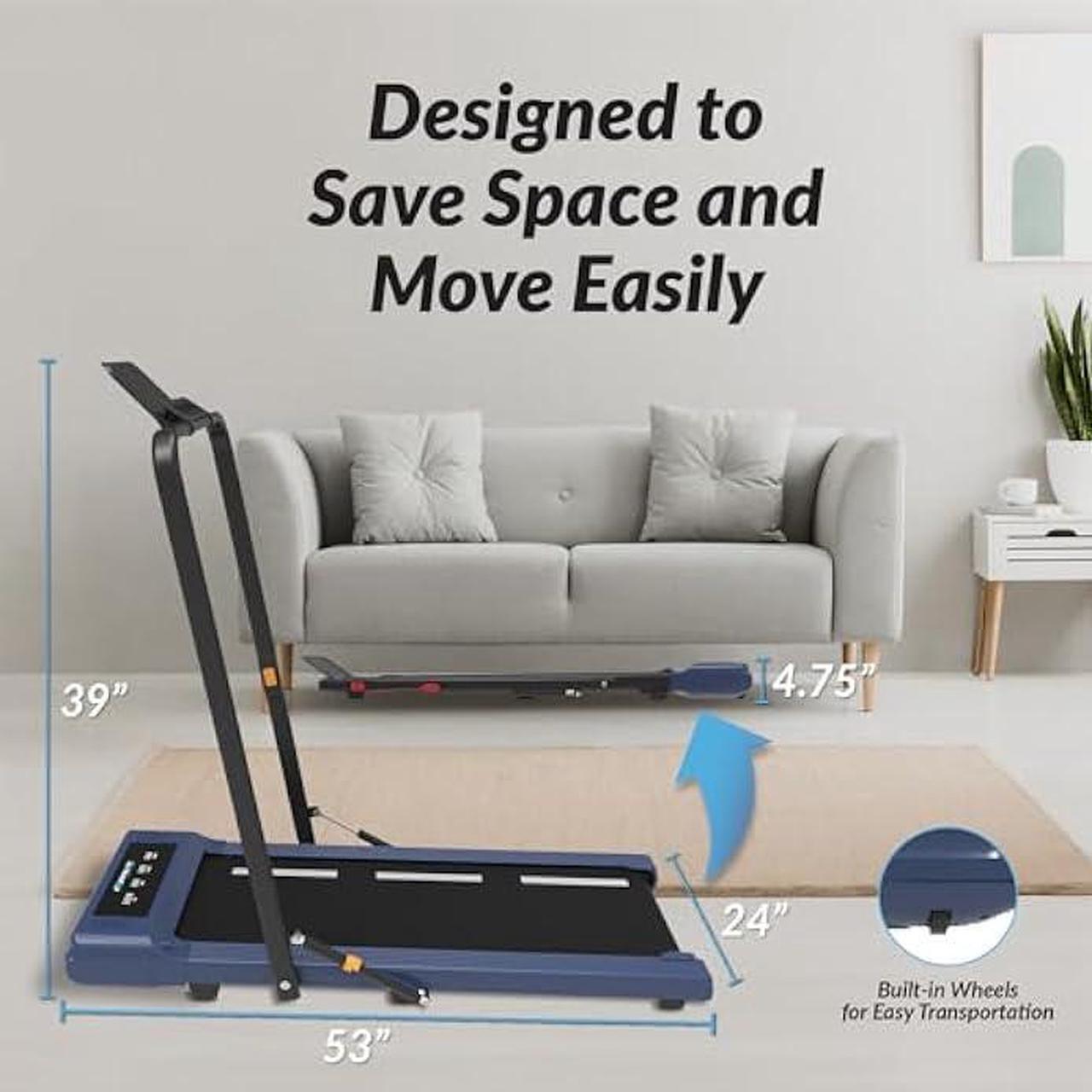 Alt view image 5 of 6 - Exerpeutic 400 Lb. Capacity Heavy-Duty Walking/Jogging Exercise Treadmill - Home Gym Workout Equipment - Foldable Under Desk Design
