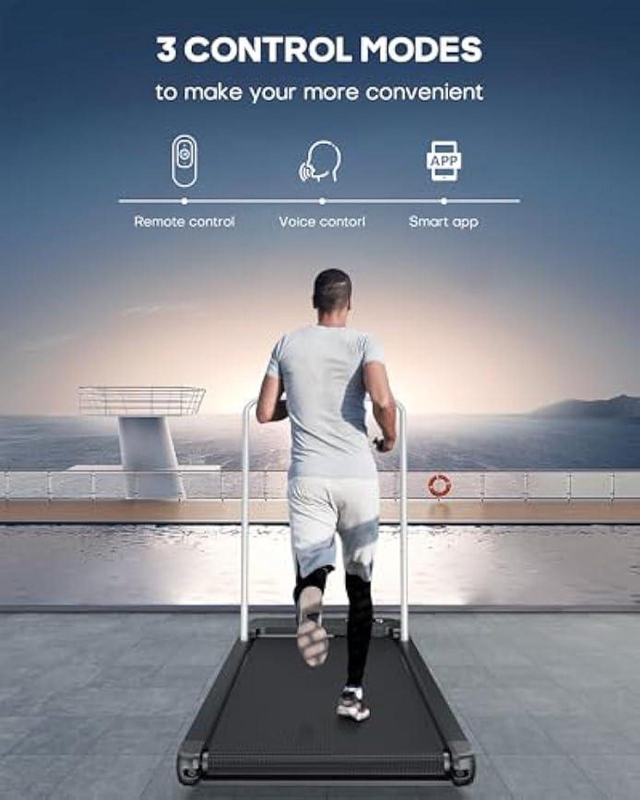 Alt view image 3 of 6 - WELLFIT 10% Incline Walking Pad Treadmill with Handlebar & 265 lbs/340 lbs Capacity,40 dB Quiet Walking Jogging Mat Work for Home,APP/Remote Control,LED Display