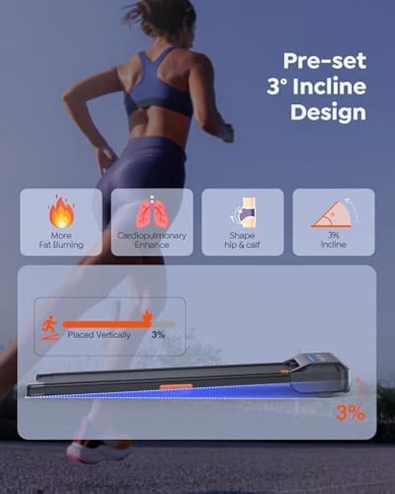 Alt view image 5 of 5 - Walking Pad Treadmill with Incline, Under Desk Treadmills for Home Office, 10% Manual Incline Portable Treadmill with Remote Control/APP and Standing Anti-Slip, 265lb Capacity, 2.5HP Low-Noise