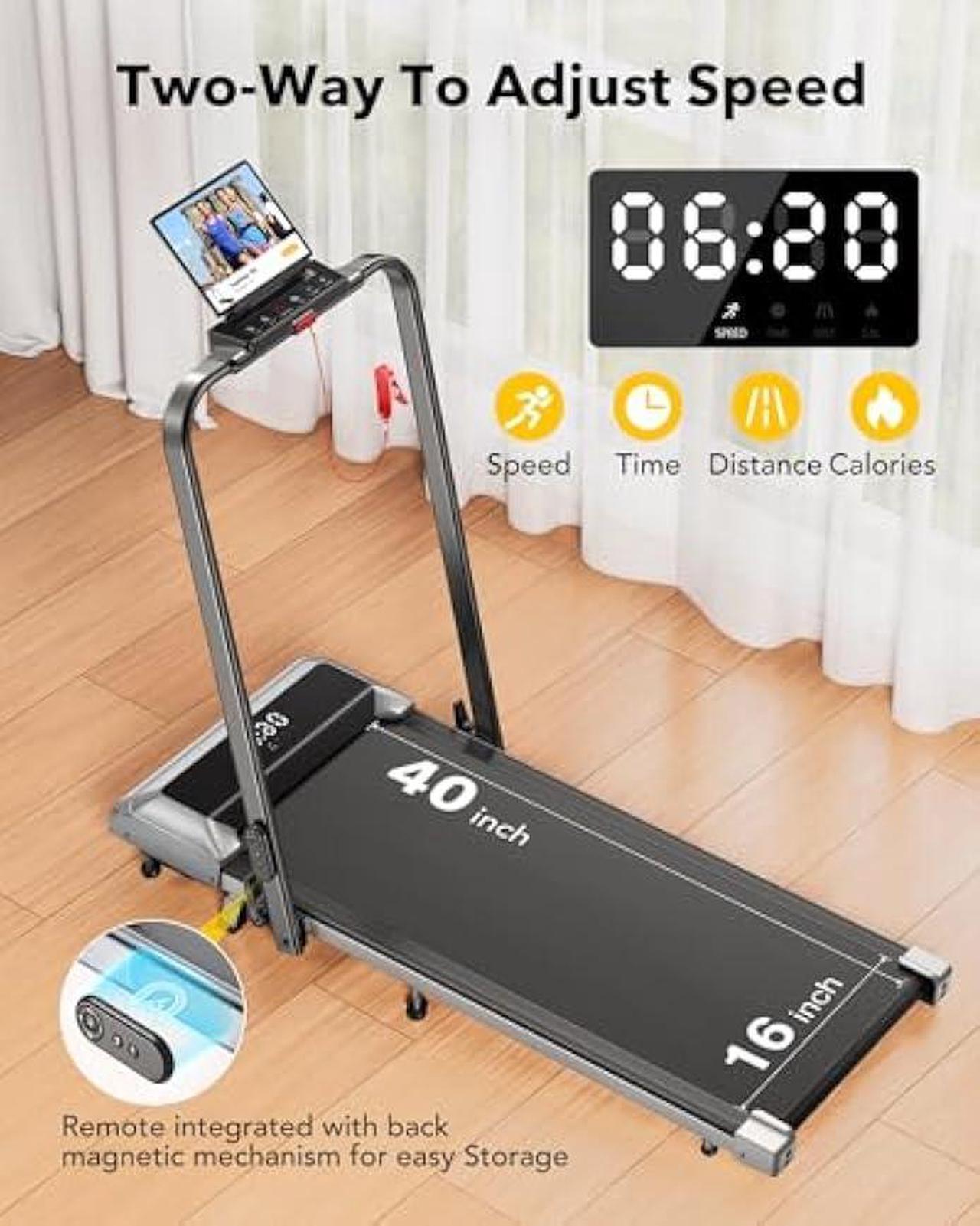 Alt view image 3 of 5 - Walking Pad Under Desk Treadmill with Incline, 2 in 1 Folding Treadmill for Home/Office, Portable Compact Treadmill with Remote Control, APP & LED Display 300LBS Capacity