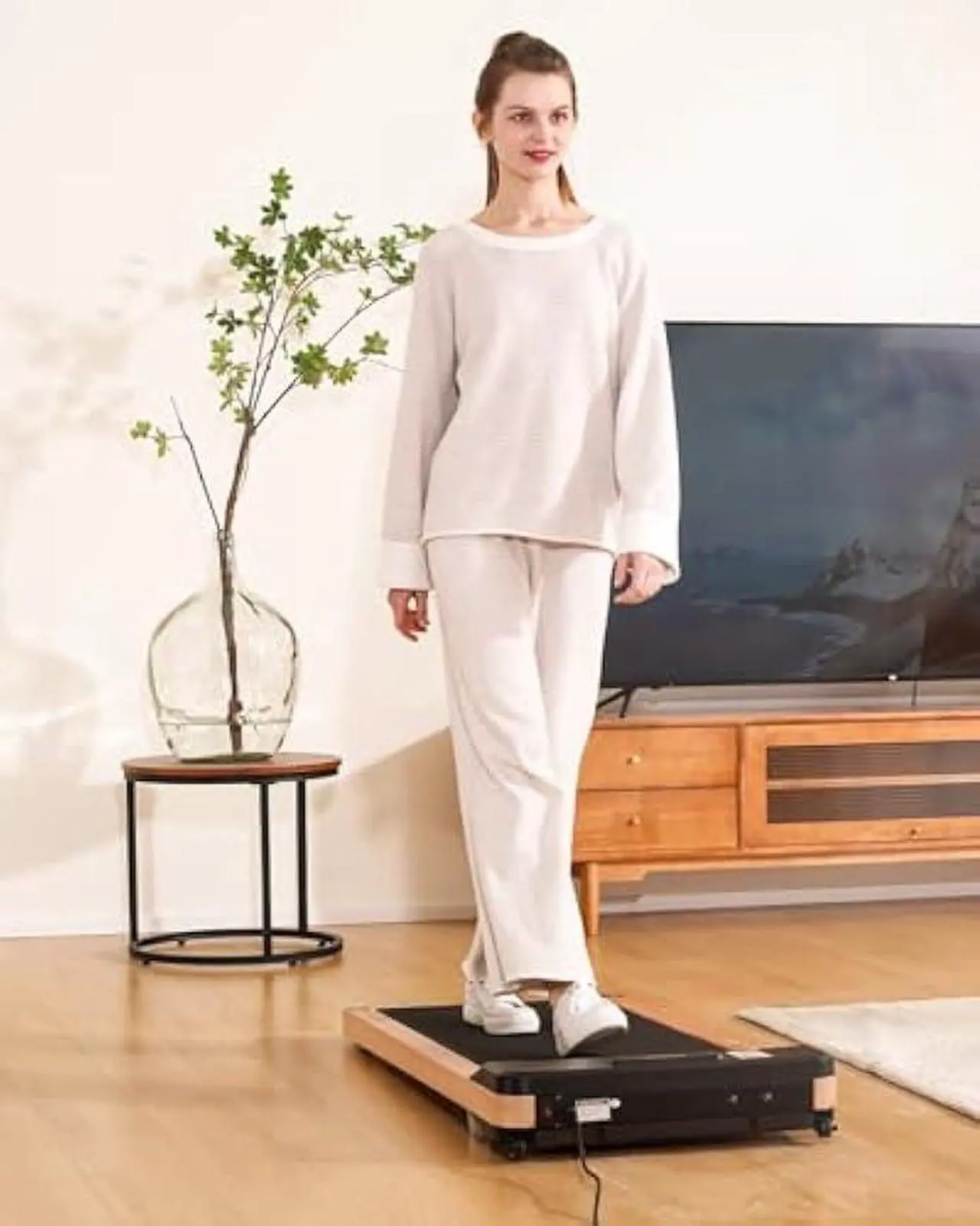 Alt view image 6 of 6 - Maksone Under Desk Treadmill, Expert of Wooden Walking Pad, Walking Jogging Machine with Remote Control, Installation-Free