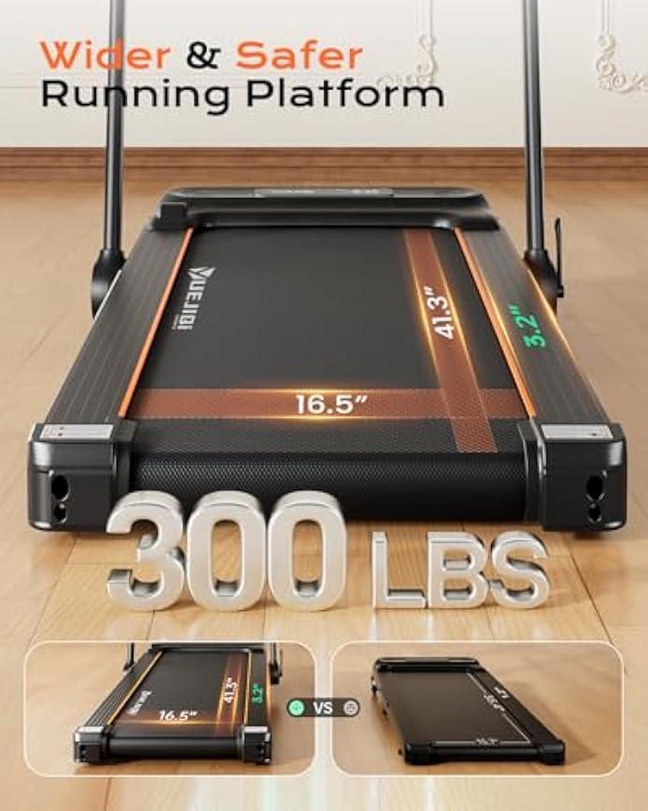 Alt view image 3 of 5 - Treadmills for Home, 3.0HP Folding Treadmill with Incline, Small Space Portable Running Machine, 240 Lbs Capacity with 12 Preset PROG, LED Display, Speaker and Cup Holder