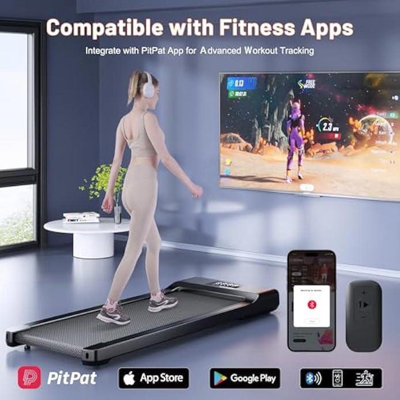 Alt view image 3 of 5 - Walking Pad Treadmill, Smart Walking Pads, 2.5HP Under Desk Treadmill for Home Office Use, Remote Control & App-Enabled, No Assembly Required, 300lb Weight Capacity