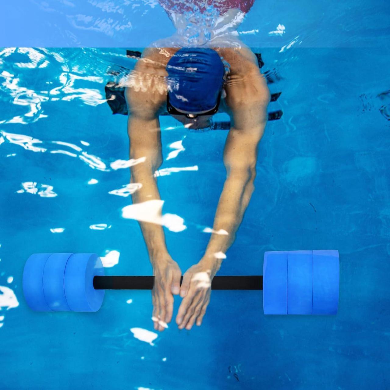 Alt view image 3 of 7 - Hikeen Aquatic Exercise Dumbbells Water Dumbbell Pool Resistance Aquatic Fitness Barbells with 4 High-Density EVA Foam Pool Weights Dumbbells, for Water Aerobics Weight Loss