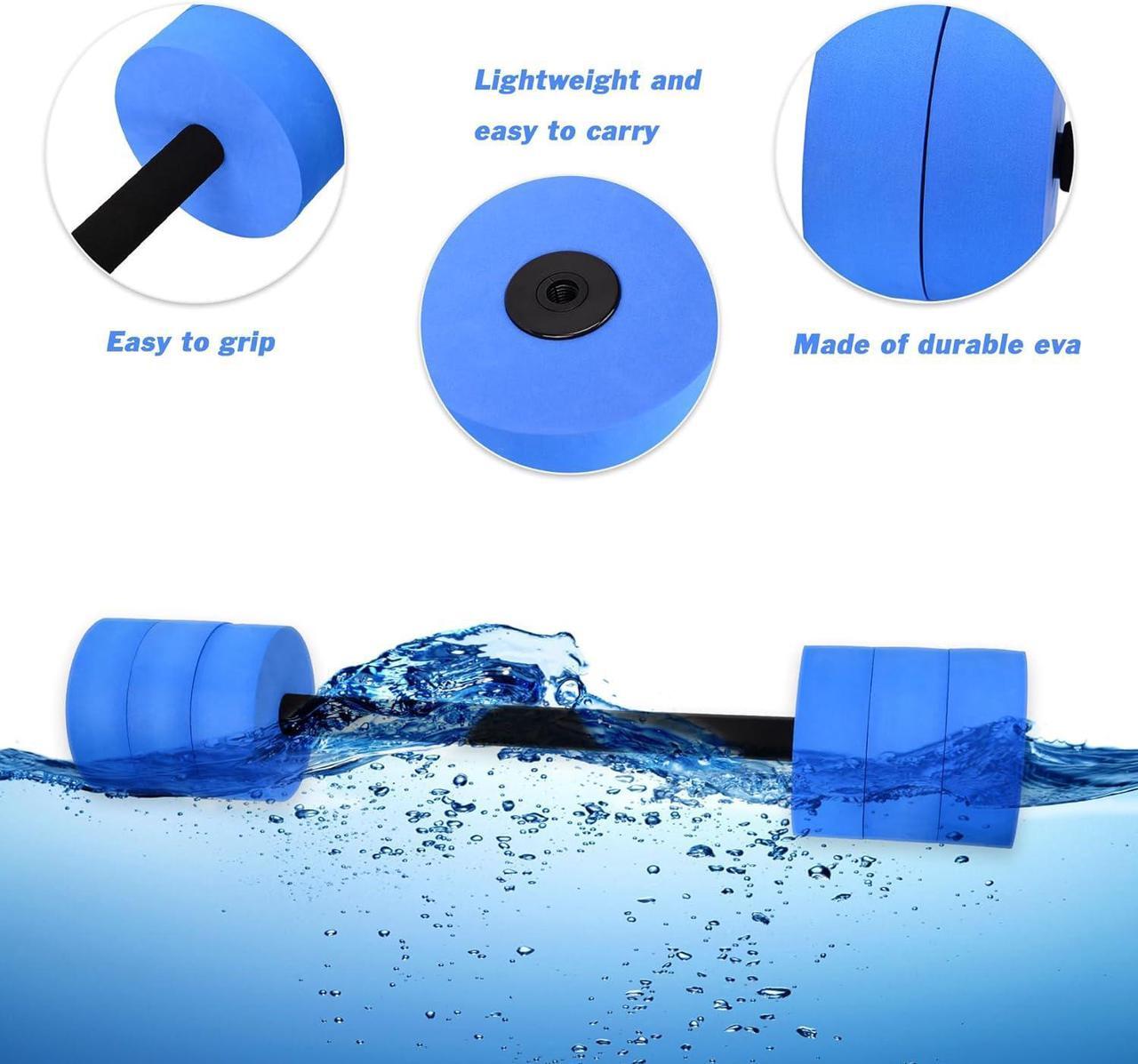 Alt view image 4 of 7 - Hikeen Aquatic Exercise Dumbbells Water Dumbbell Pool Resistance Aquatic Fitness Barbells with 4 High-Density EVA Foam Pool Weights Dumbbells, for Water Aerobics Weight Loss
