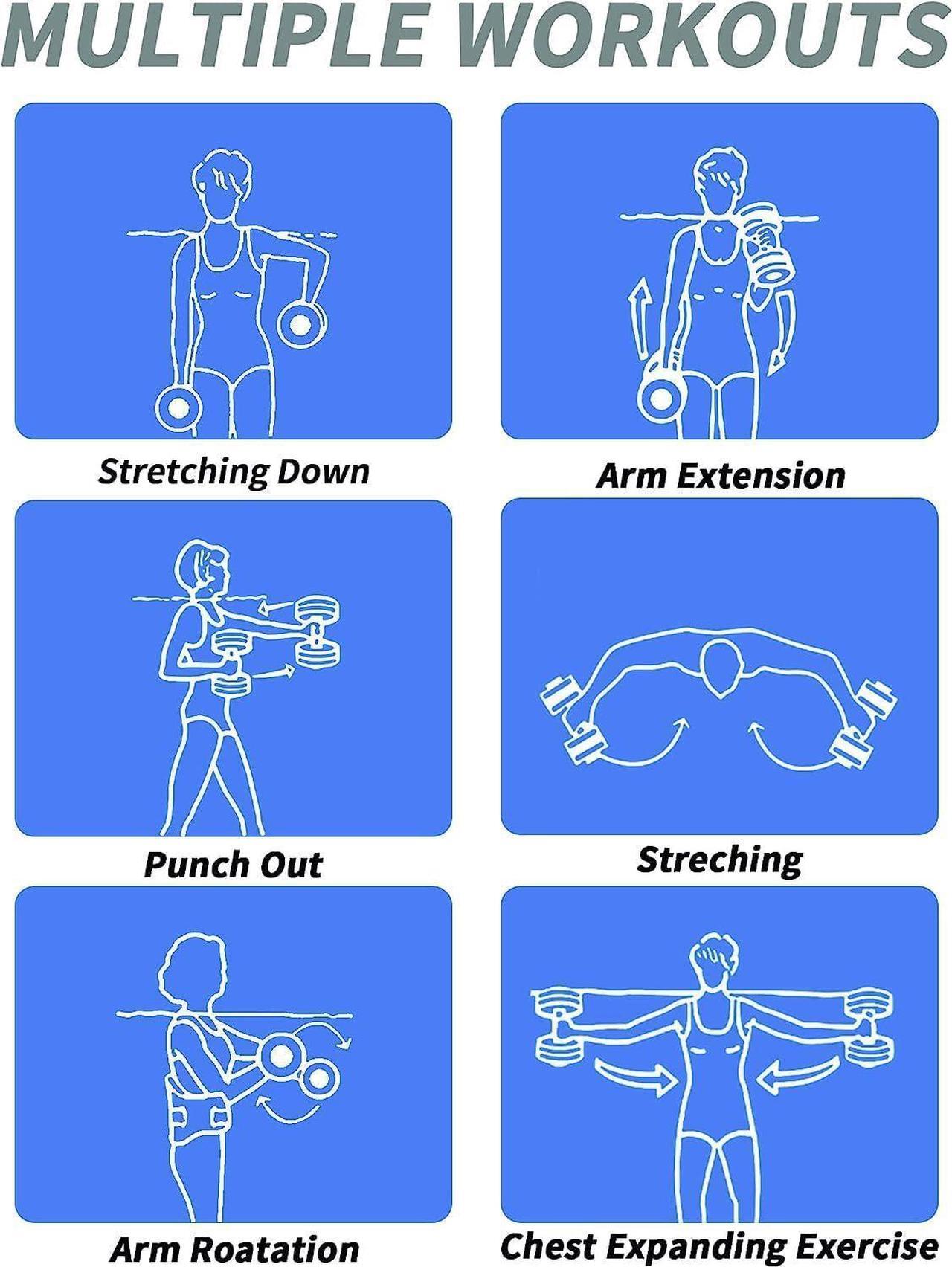 Alt view image 6 of 7 - Hikeen Aquatic Exercise Dumbbells Water Dumbbell Pool Resistance Aquatic Fitness Barbells with 4 High-Density EVA Foam Pool Weights Dumbbells, for Water Aerobics Weight Loss