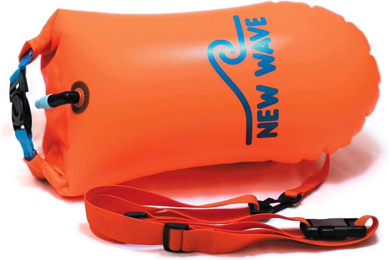 Alt view image 3 of 7 - New Wave Swim Buoy for Open Water Swimmers and Triathletes - Light and Visible Float for Safe Training and Racing - Nylon TPU