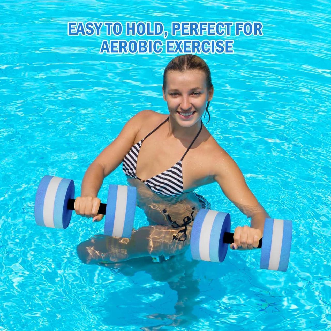 Alt view image 4 of 7 - Timoo Aquatic Dumbells Set of 2 Water Dumbells Pool Resistance Water Weight Water Aerobics High-Density EVA-Foam Pool Fitness