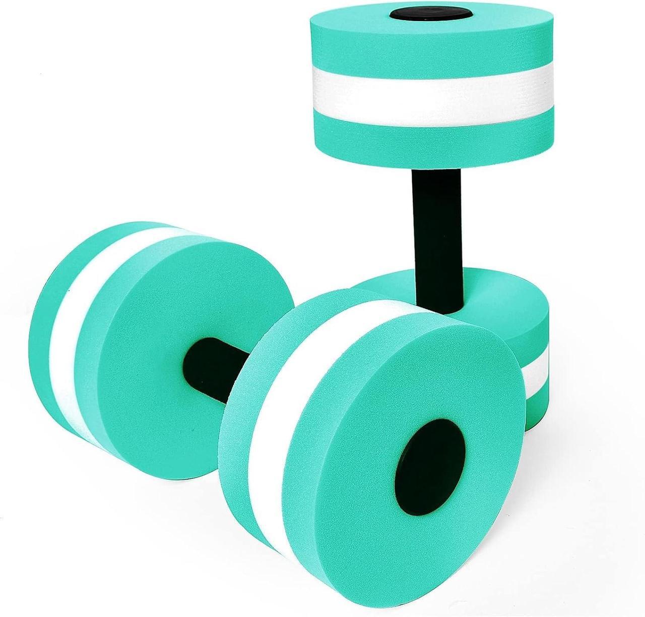 Main image of Timoo Aquatic Dumbells Set of 2 Water Dumbbells for Water Aerobics Water Weights for Pool Exercise Set High-Density EVA-Foam Pool Dumbbells, Cyan