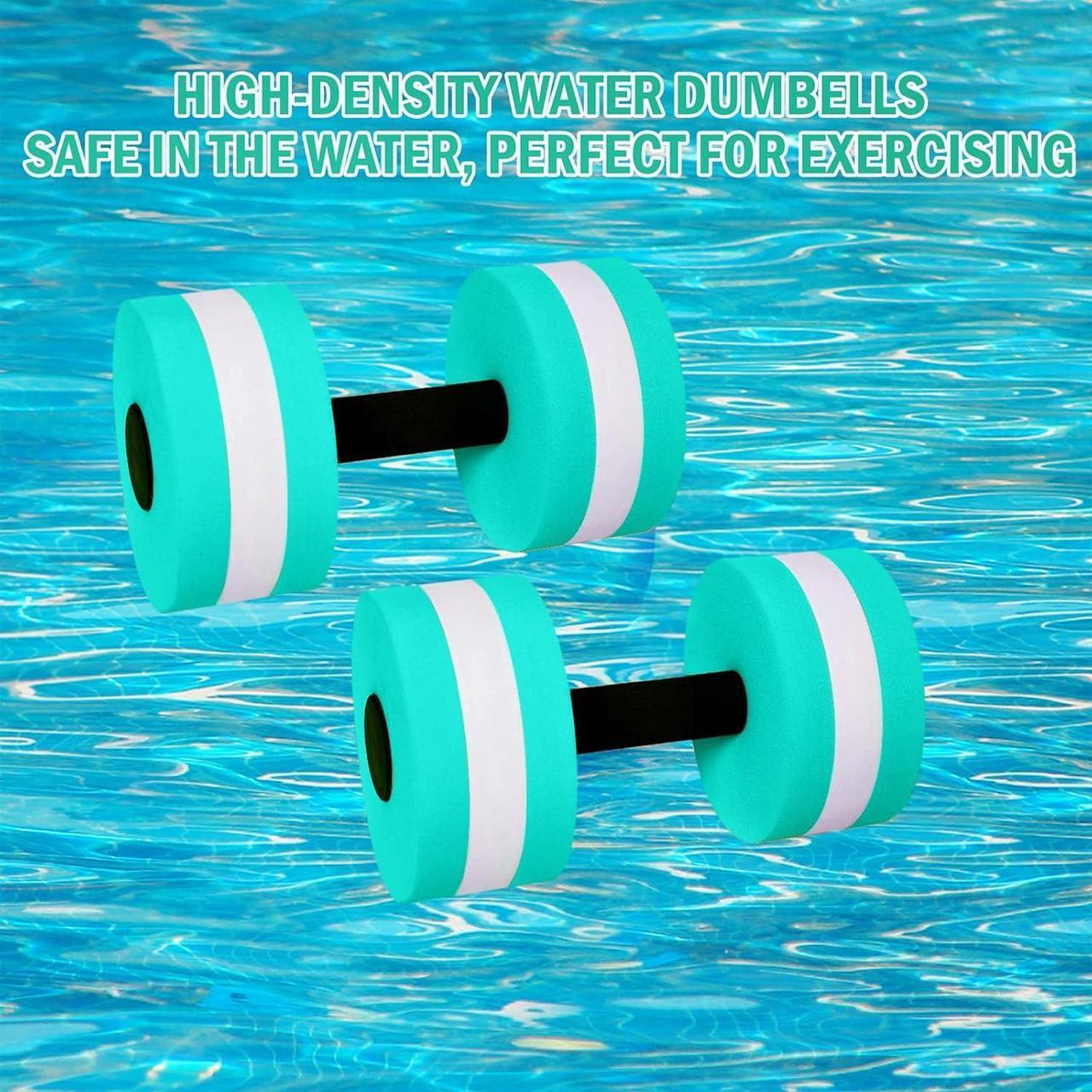 Alt view image 7 of 7 - Timoo Aquatic Dumbells Set of 2 Water Dumbbells for Water Aerobics Water Weights for Pool Exercise Set High-Density EVA-Foam Pool Dumbbells, Cyan