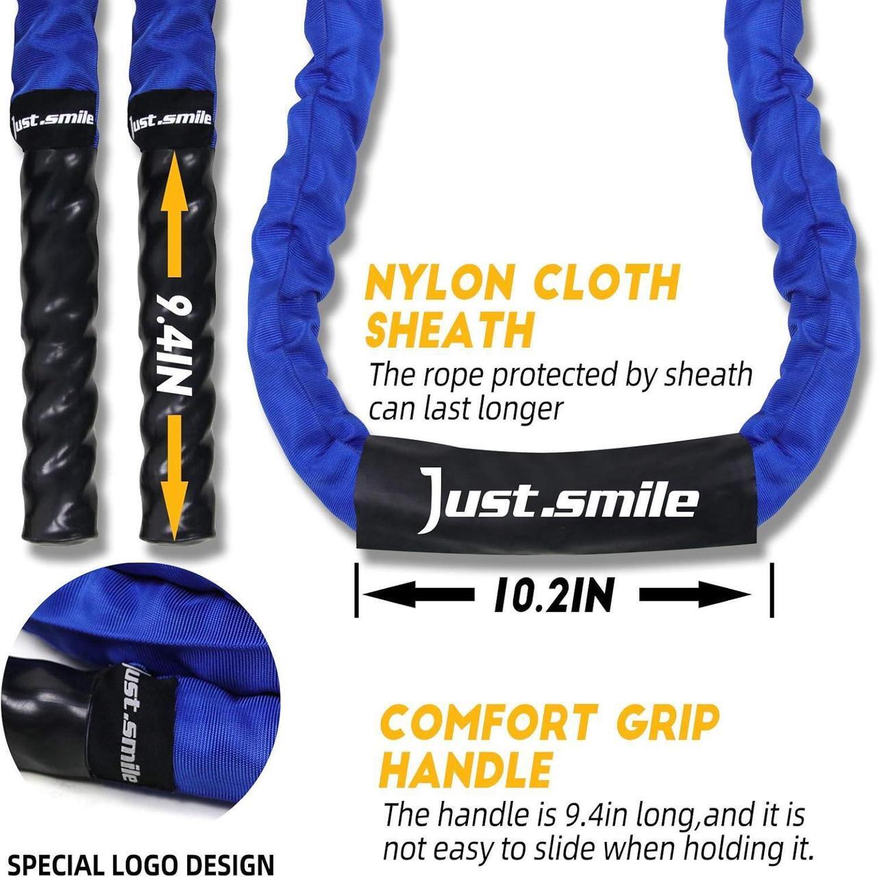 Alt view image 3 of 7 - Battle Ropes,Ropes for Working Out, Battle Rope for Home Gym with Cover, Steel Anchor & Strap Included, Heavy Ropes for Exercise Training - 1.5/2 Inch