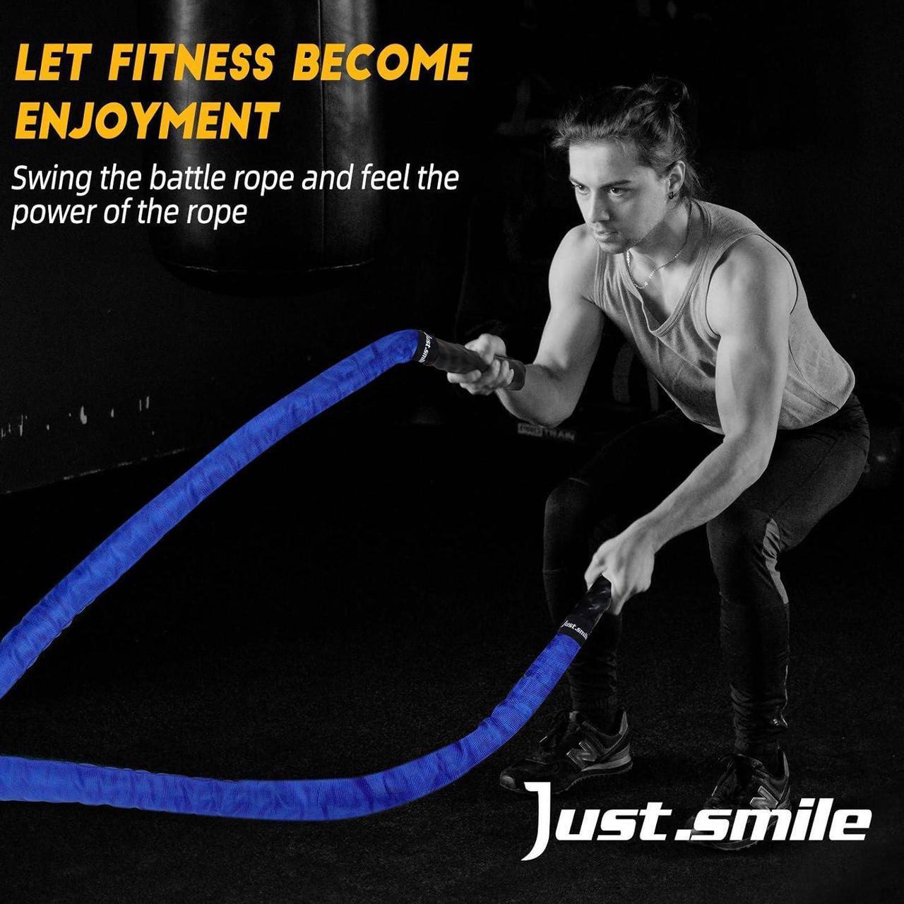 Alt view image 2 of 7 - Battle Ropes,Ropes for Working Out, Battle Rope for Home Gym with Cover, Steel Anchor & Strap Included, Heavy Ropes for Exercise Training - 1.5/2 Inch