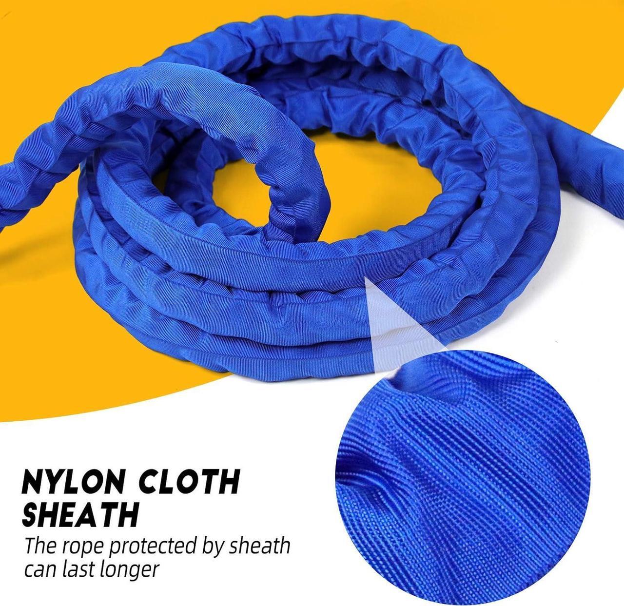 Alt view image 4 of 7 - Battle Ropes,Ropes for Working Out, Battle Rope for Home Gym with Cover, Steel Anchor & Strap Included, Heavy Ropes for Exercise Training - 1.5/2 Inch