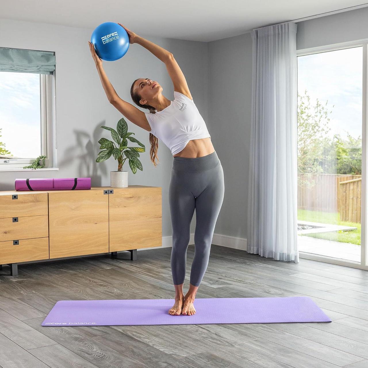 Alt view image 2 of 7 - Pilates Ball 9 Inch Anti Burst, Core Ball with Inflation Tube, Mini Pilates Ball for Physical Therapy, Small Exercise Ball for Yoga, Barre, Stretching and Core Stability Workout