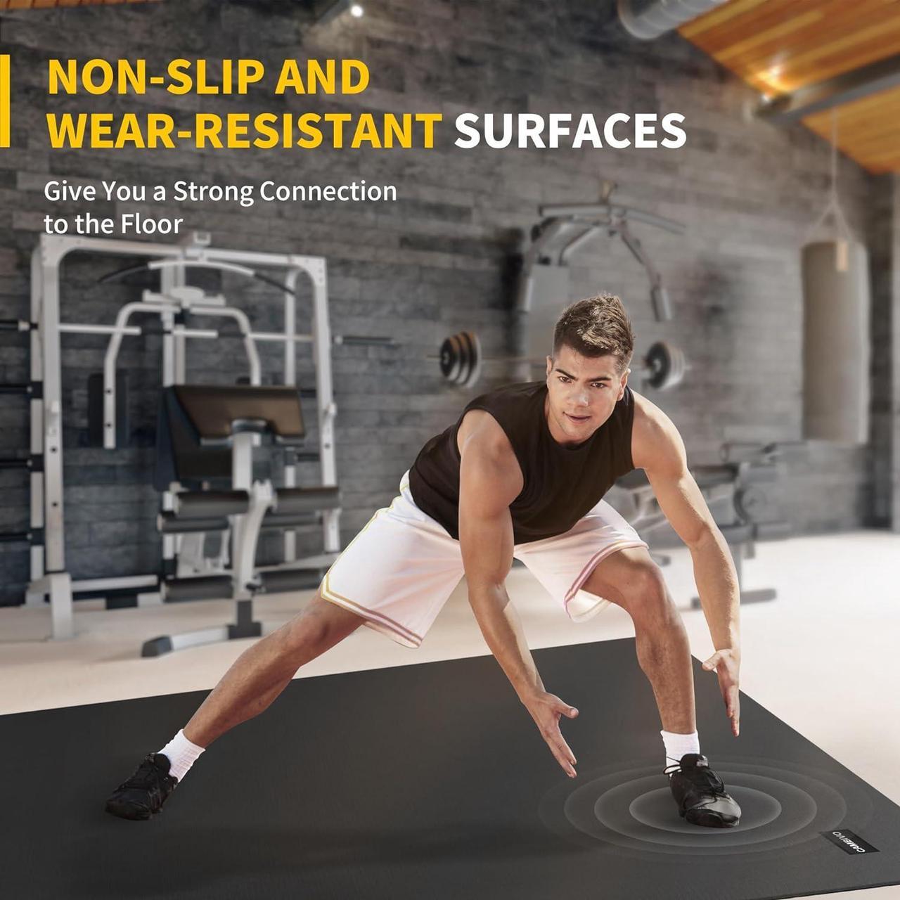 Alt view image 2 of 7 - CAMBIVO Large Exercise Mats for Home Workout, 6' x 4' x 7 mm Extra Thick Workout Mats for Home Gym, Gym Mats for Jump Rope, Weights, Cardio, Fitness, Shoe-Friendly