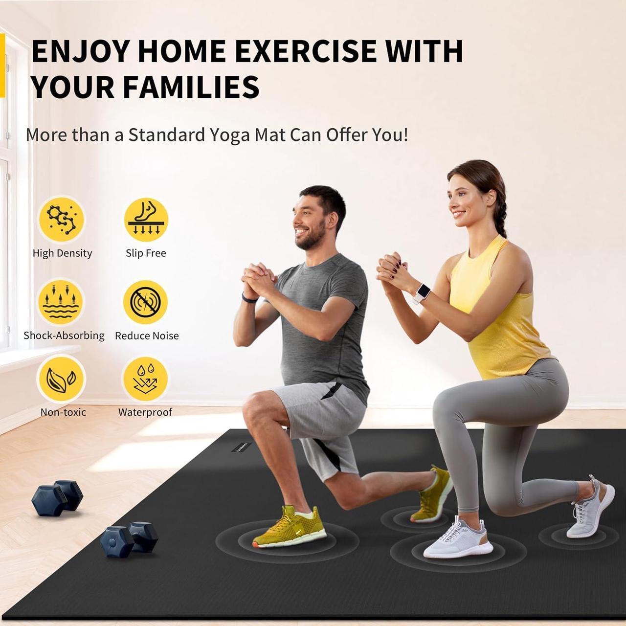 Alt view image 4 of 7 - CAMBIVO Large Exercise Mats for Home Workout, 6' x 4' x 7 mm Extra Thick Workout Mats for Home Gym, Gym Mats for Jump Rope, Weights, Cardio, Fitness, Shoe-Friendly