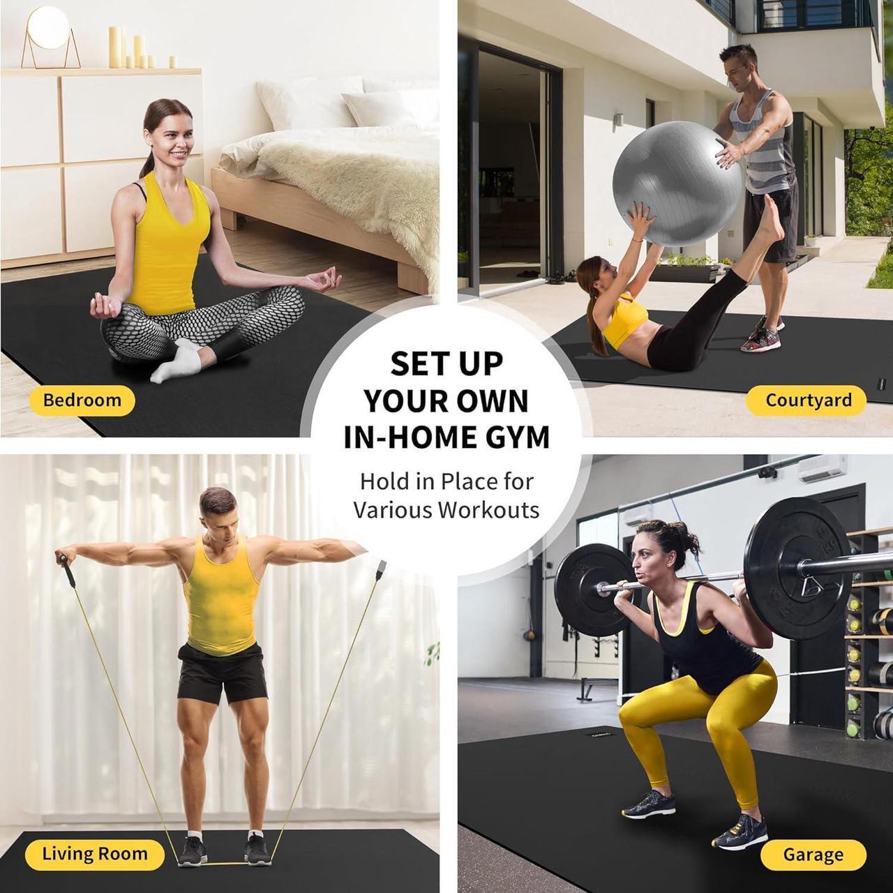 Alt view image 5 of 7 - CAMBIVO Large Exercise Mats for Home Workout, 6' x 4' x 7 mm Extra Thick Workout Mats for Home Gym, Gym Mats for Jump Rope, Weights, Cardio, Fitness, Shoe-Friendly