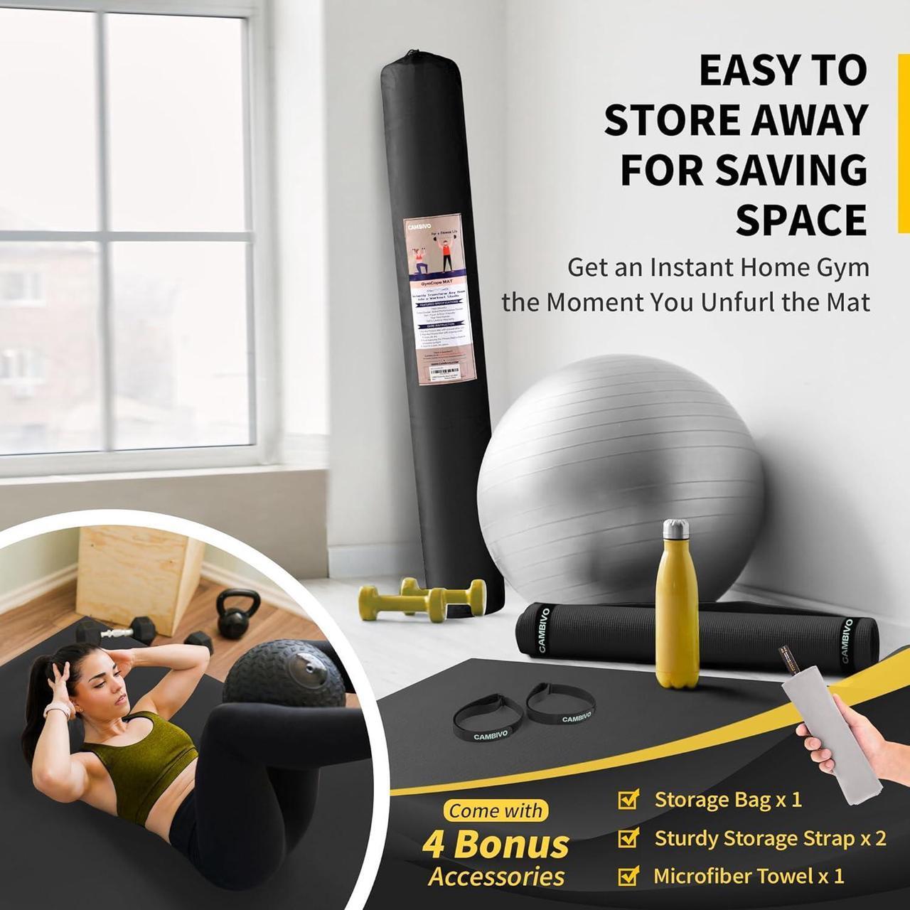Alt view image 7 of 7 - CAMBIVO Large Exercise Mats for Home Workout, 6' x 4' x 7 mm Extra Thick Workout Mats for Home Gym, Gym Mats for Jump Rope, Weights, Cardio, Fitness, Shoe-Friendly