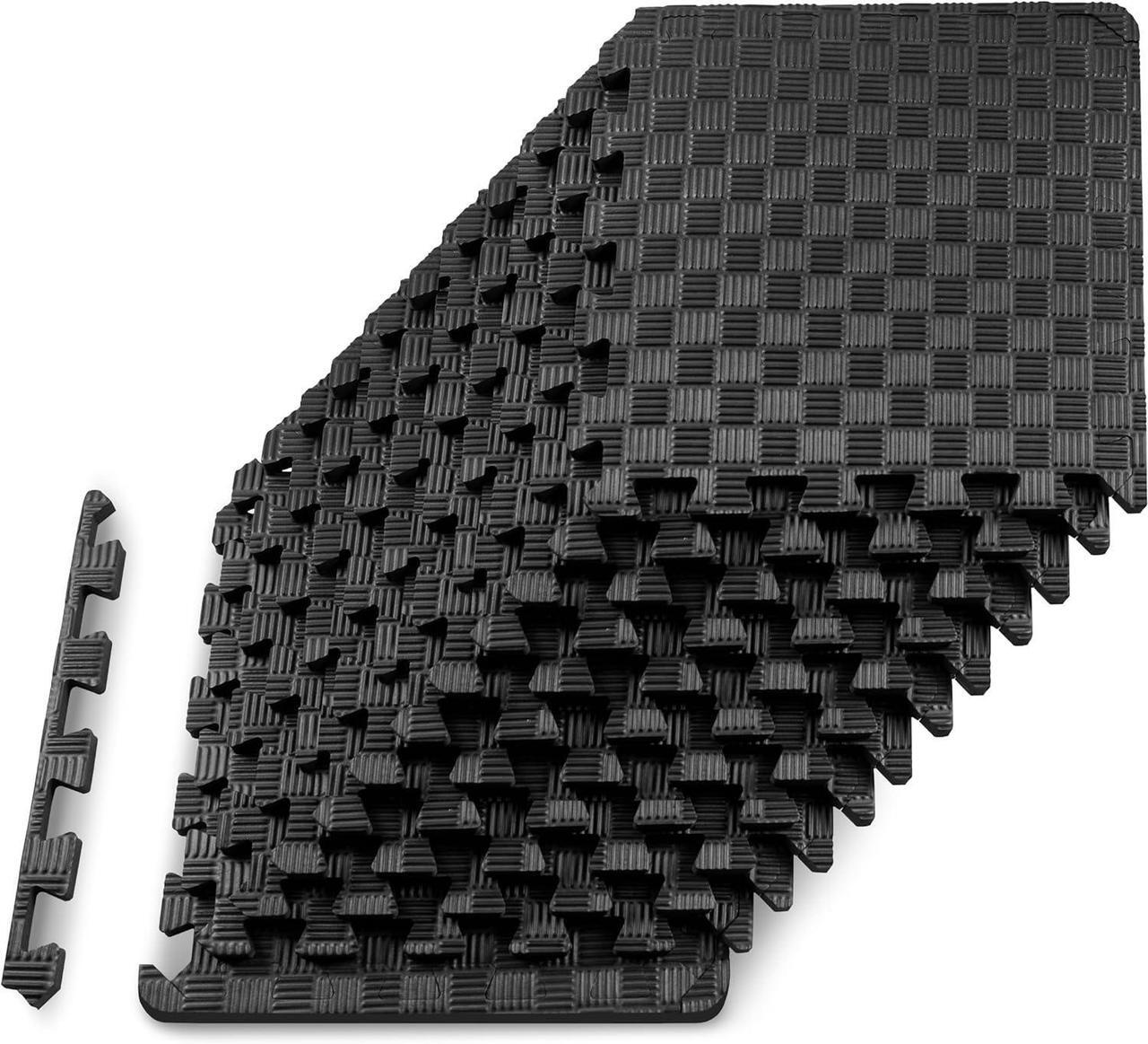 Main image of ProsourceFit Exercise Puzzle Mat ½-in, Checkered EVA Foam Floor Tiles w/ Non-Slip Texture, Gym Mat w/ Interlocking Foam Tiles for Adjustable Surface