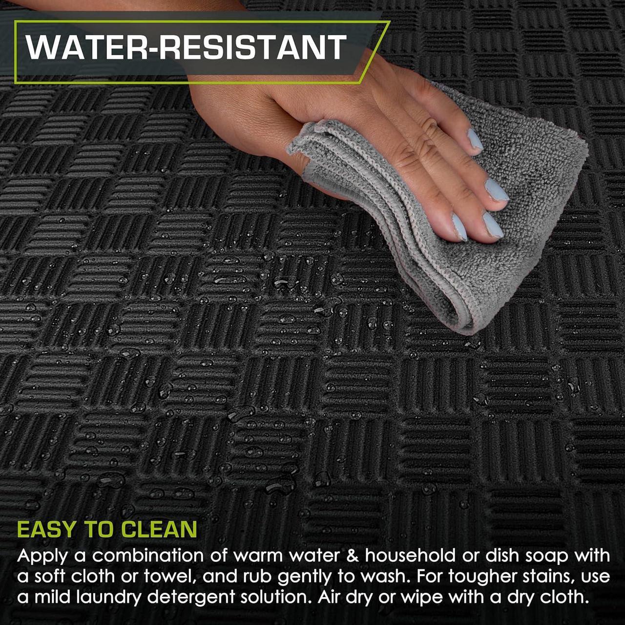Alt view image 5 of 6 - ProsourceFit Exercise Puzzle Mat ½-in, Checkered EVA Foam Floor Tiles w/ Non-Slip Texture, Gym Mat w/ Interlocking Foam Tiles for Adjustable Surface